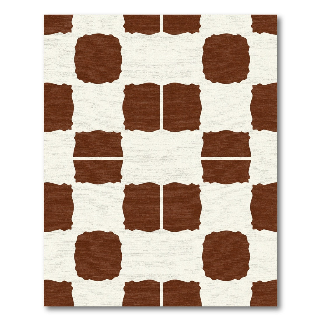 Brown Ivory Repeating Block Pattern Rug