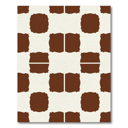 Brown Ivory Repeating Block Pattern Rug