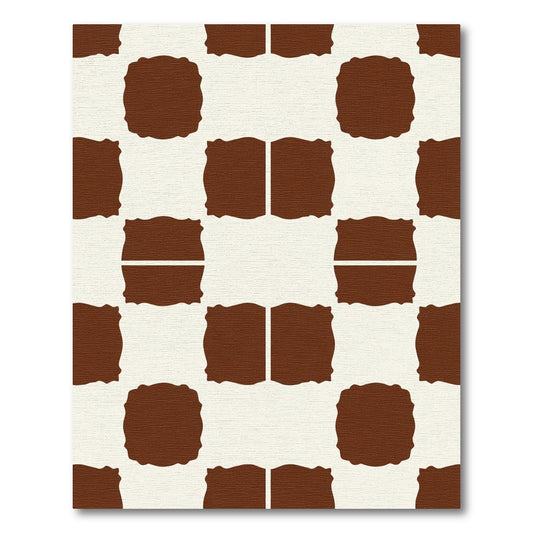 Brown Ivory Repeating Block Pattern Rug