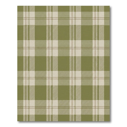 Rustic Olive Tan Plaid Rug
