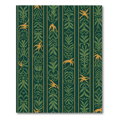 Deep Green Golden Tropical Stripe Rug