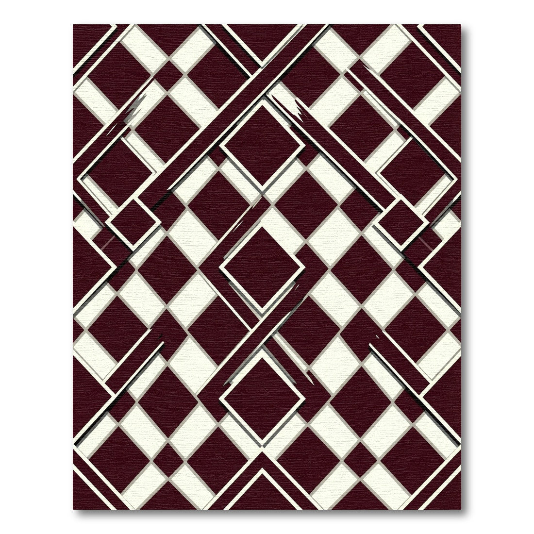 Crimson Off White Diamond Overlay Rug
