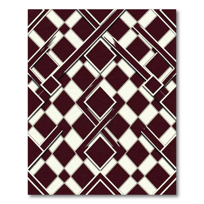 Crimson Off White Diamond Overlay Rug