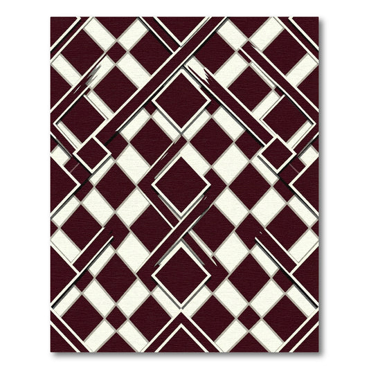 Crimson Off White Diamond Overlay Rug