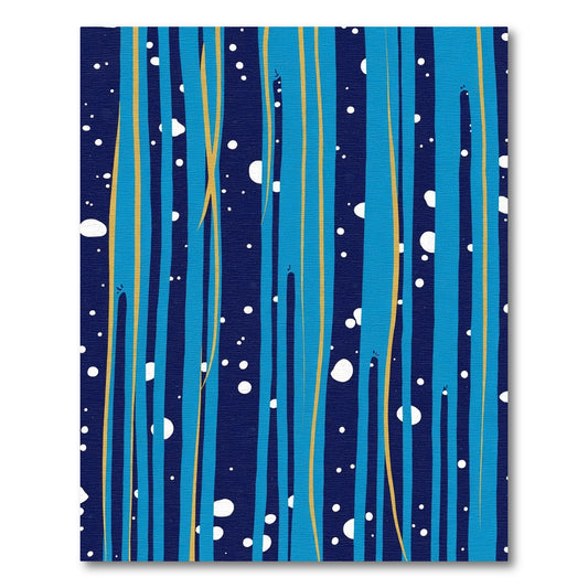 Deep Blue Vertical Stripe Snowfall Rug