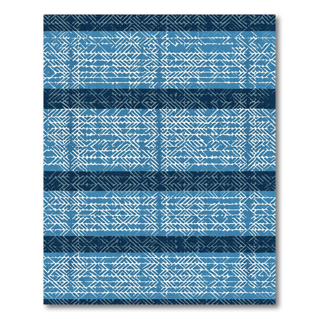 Indigo Abstract Stripe Grid Rug