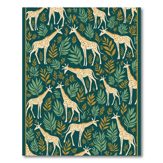 Playful Giraffe Foliage Garden Rug