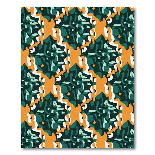 Abstract Orange White Teal Organic Forms Rug