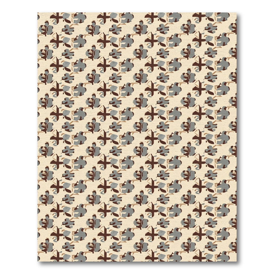 Neutral Tones Abstract Floral Medallion Rug