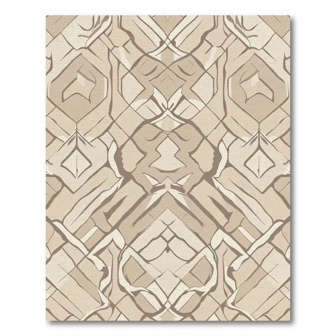 Tan Abstract Organic Geometric Composition Rug