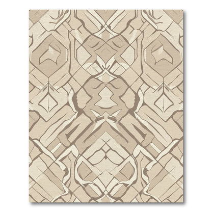 Tan Abstract Organic Geometric Composition Rug