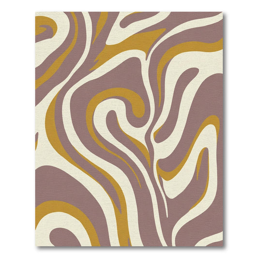 Retro Plum Beige Swirl Abstract Rug