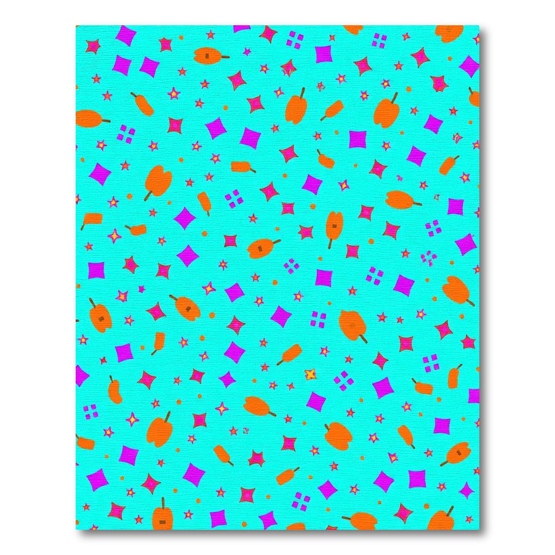 Bright Orange Fruit Scatter Teal Rug
