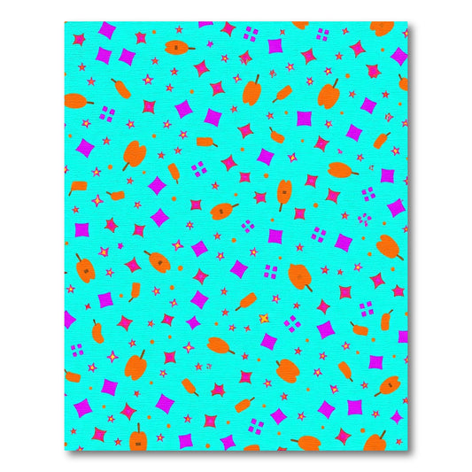 Bright Orange Fruit Scatter Teal Rug