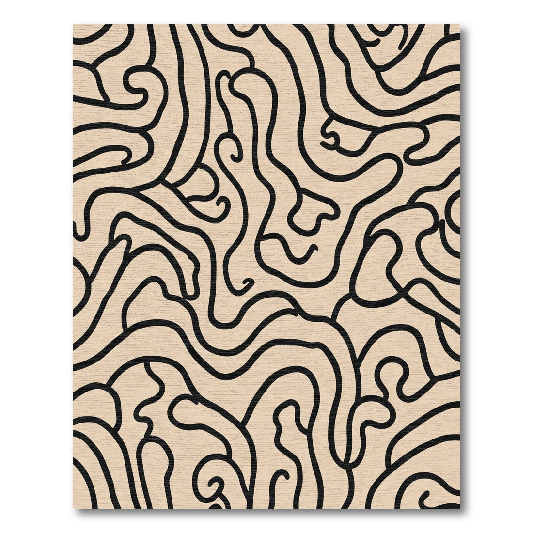 Beige Black Abstract Swirl Rug