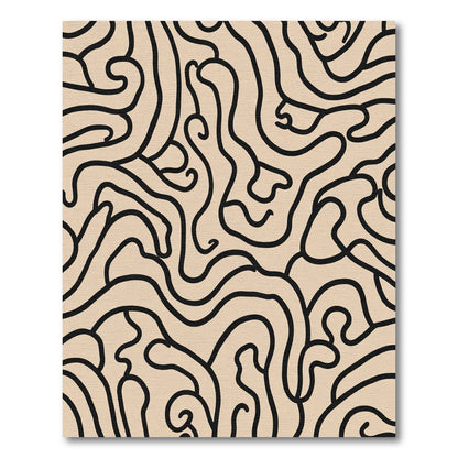 Beige Black Abstract Swirl Rug