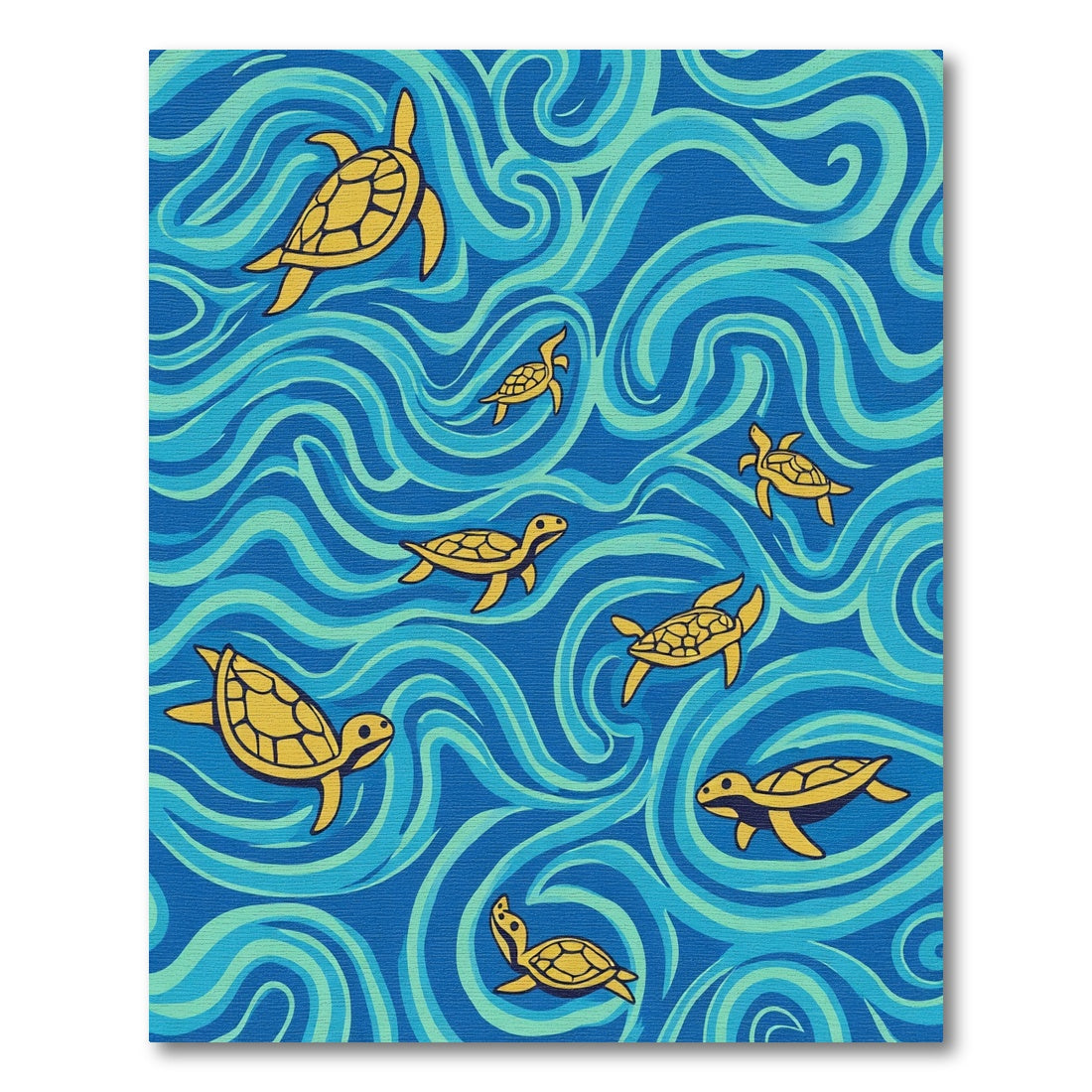 Yellow Turtles In Blue Waves Rug