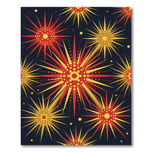 Radiant Red Yellow Starburst Graphic Rug