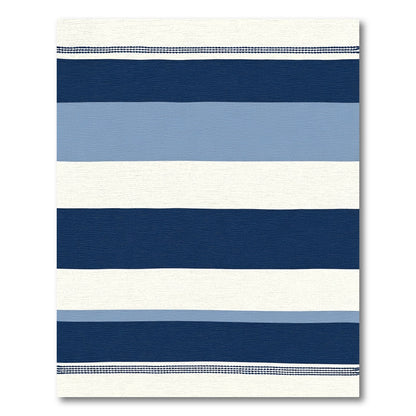 Nautical Navy Blue Cream Striped Rug
