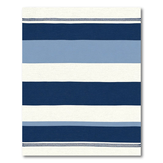 Nautical Navy Blue Cream Striped Rug