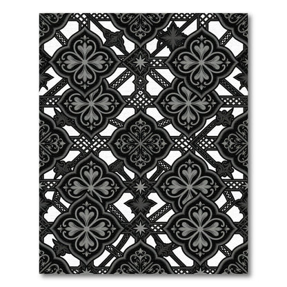 Ornate Black And Gray Arabesque Rug