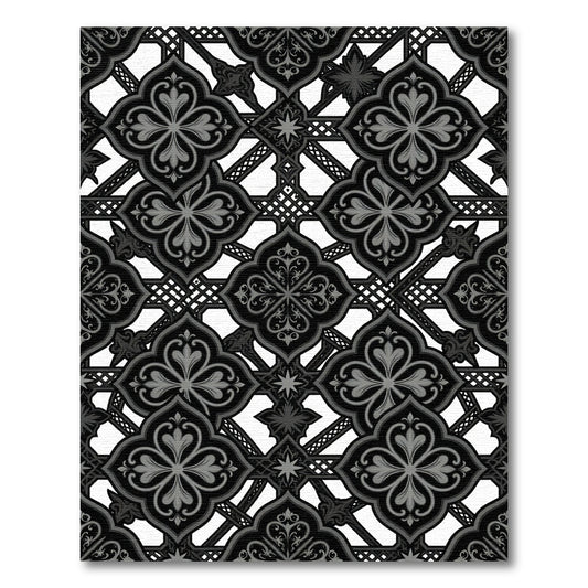 Ornate Black And Gray Arabesque Rug