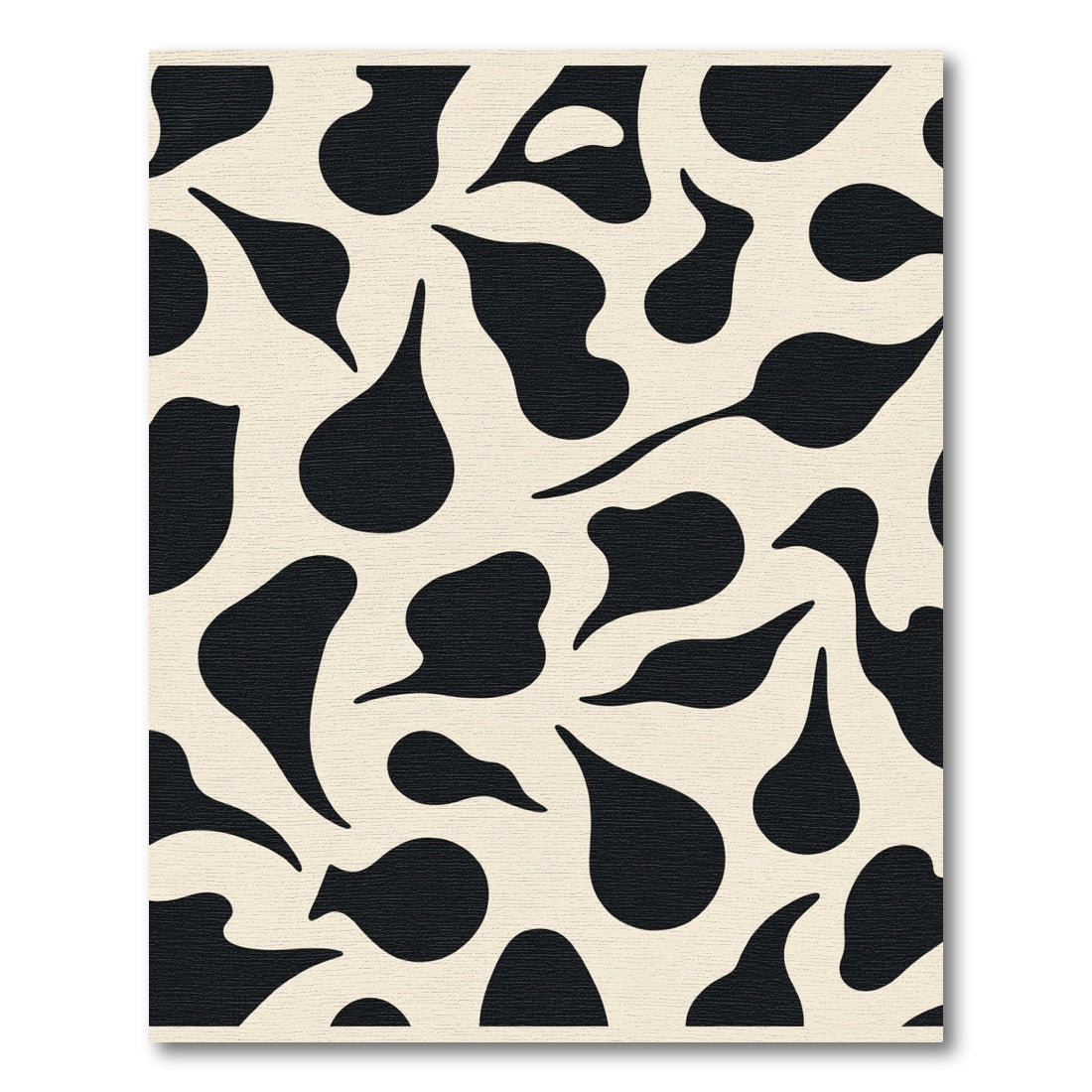 Black White Abstract Irregular Shapes Rug