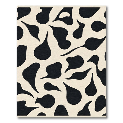 Black White Abstract Irregular Shapes Rug