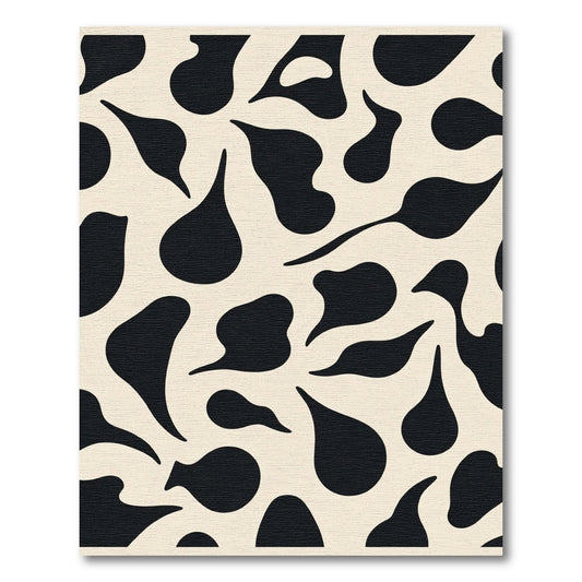 Black White Abstract Irregular Shapes Rug
