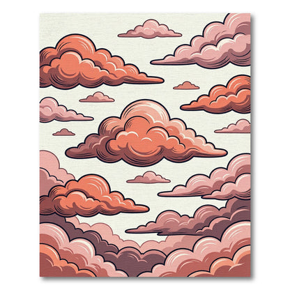 Coral Pink Sky Cloud Cluster Rug