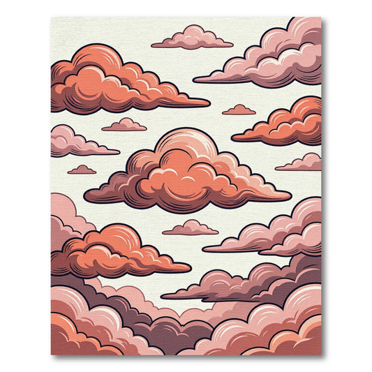 Coral Pink Sky Cloud Cluster Rug