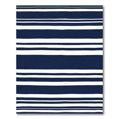 Classic Navy White Striped Rug