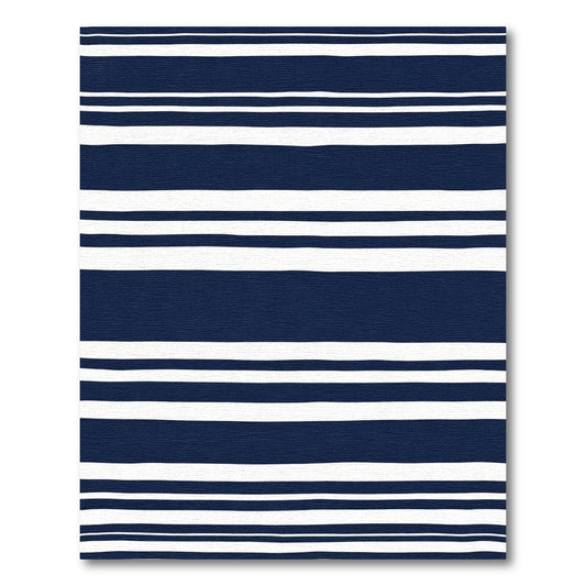 Classic Navy White Striped Rug