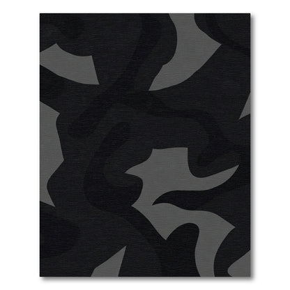 Dark Gray Abstract Fluid Form Rug