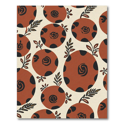 Terracotta Polka Dot Floral Swirls Rug