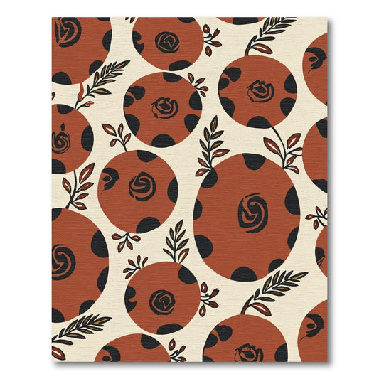 Terracotta Polka Dot Floral Swirls Rug