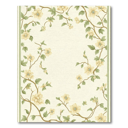 Cream Floral Branches Vine Rug