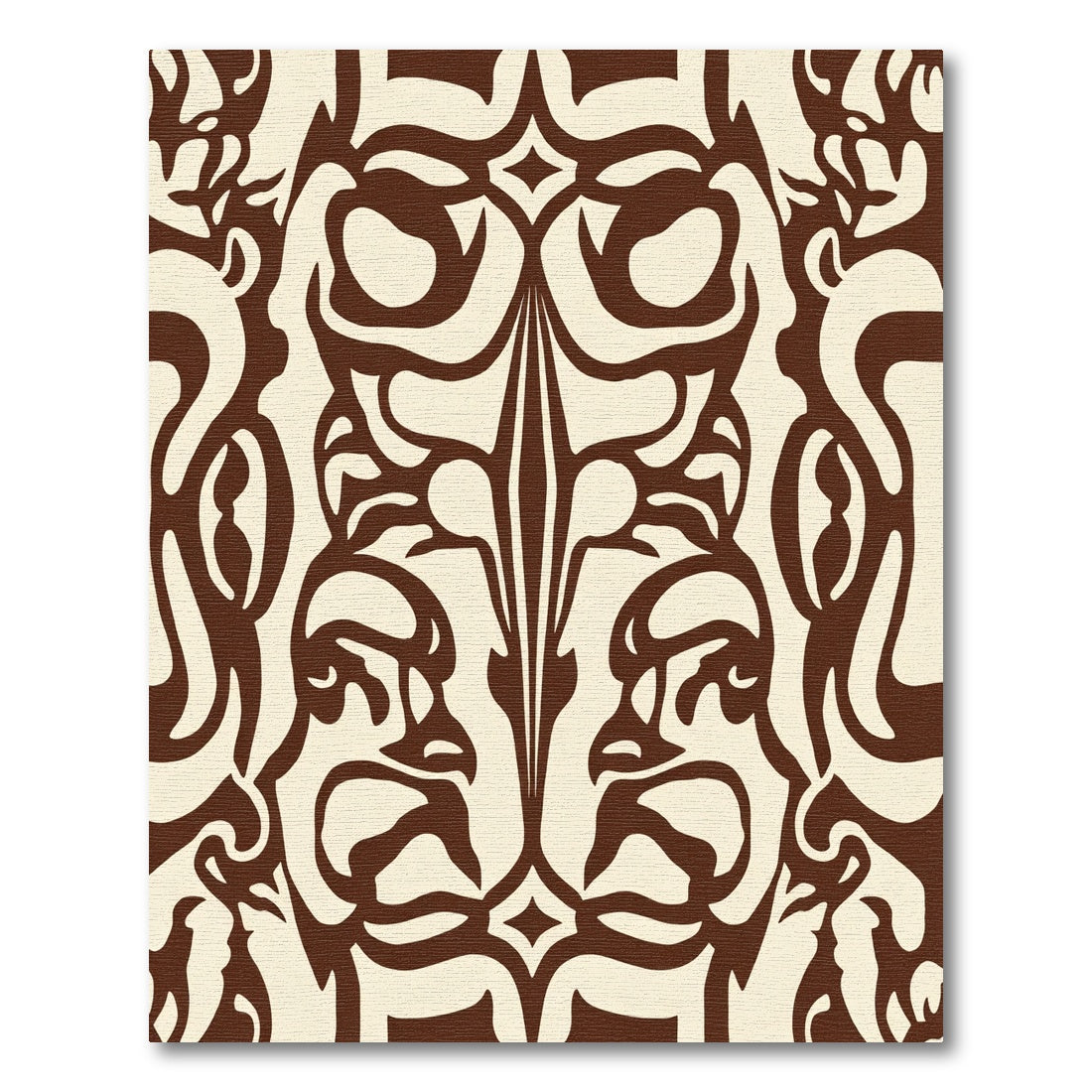 Brown Cream Ornate Face Scroll Rug