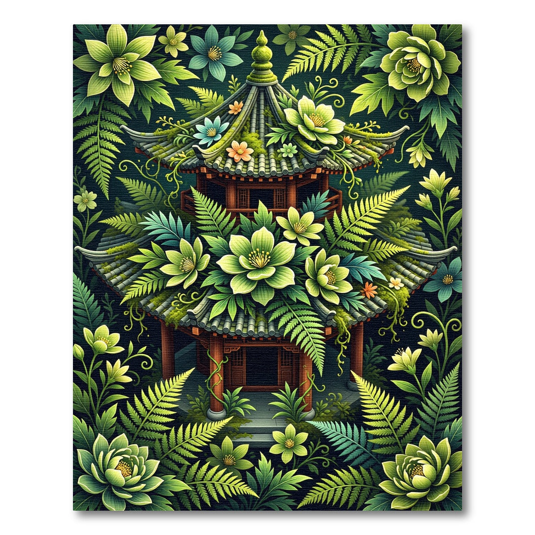 Lush Green Pagoda Flora Rug