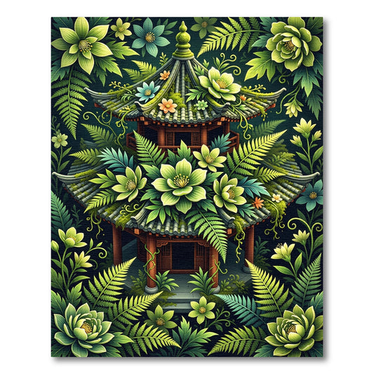 Lush Green Pagoda Flora Rug