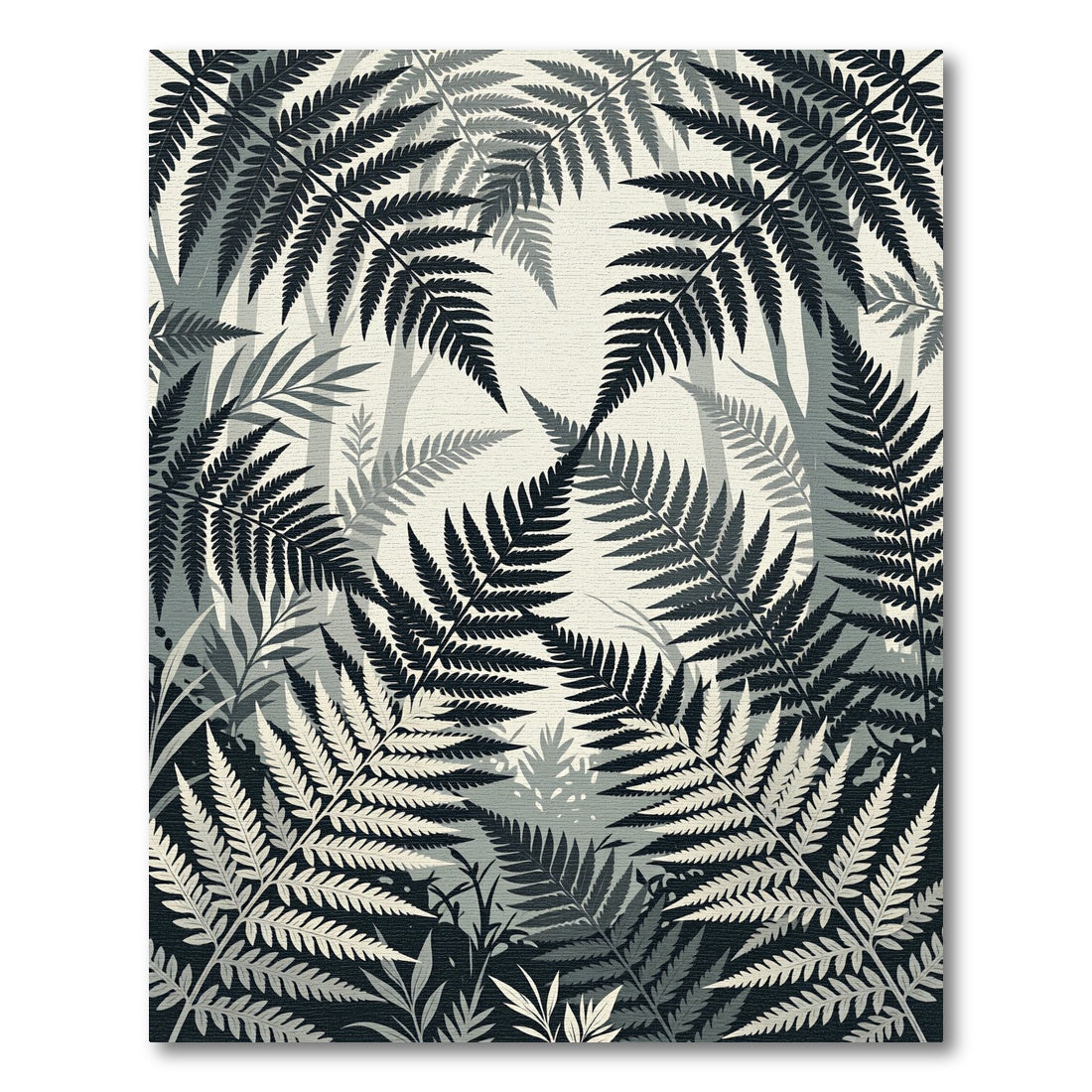 Monochromatic Fern Forest Overlay Rug