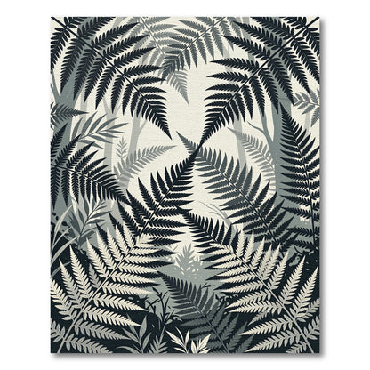 Monochromatic Fern Forest Overlay Rug