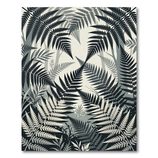 Monochromatic Fern Forest Overlay Rug