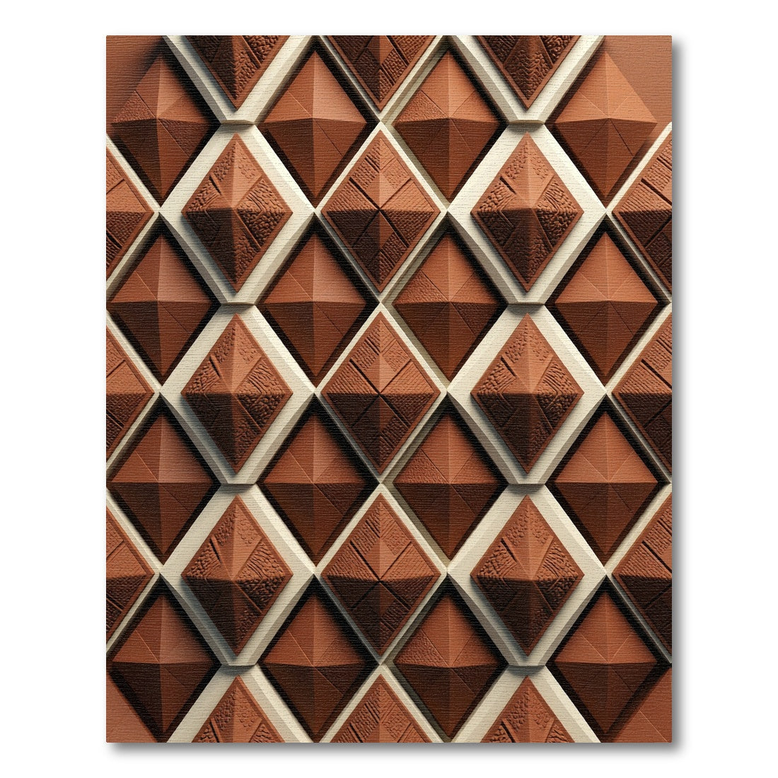 Chocolate Brown Geometric Diamond Relief Rug