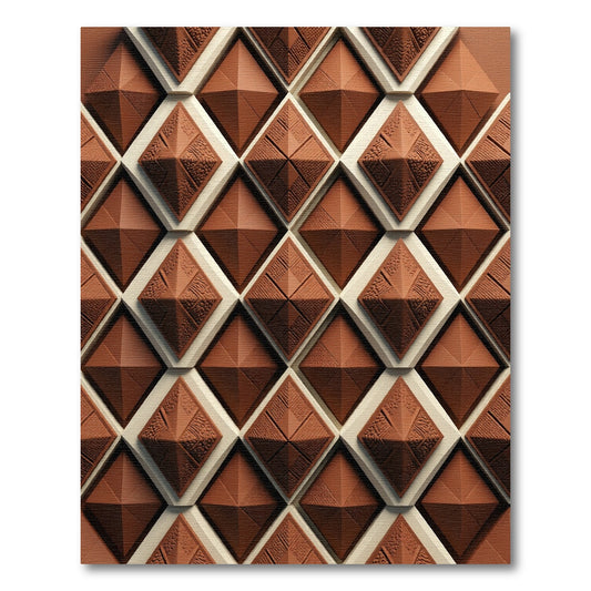 Chocolate Brown Geometric Diamond Relief Rug