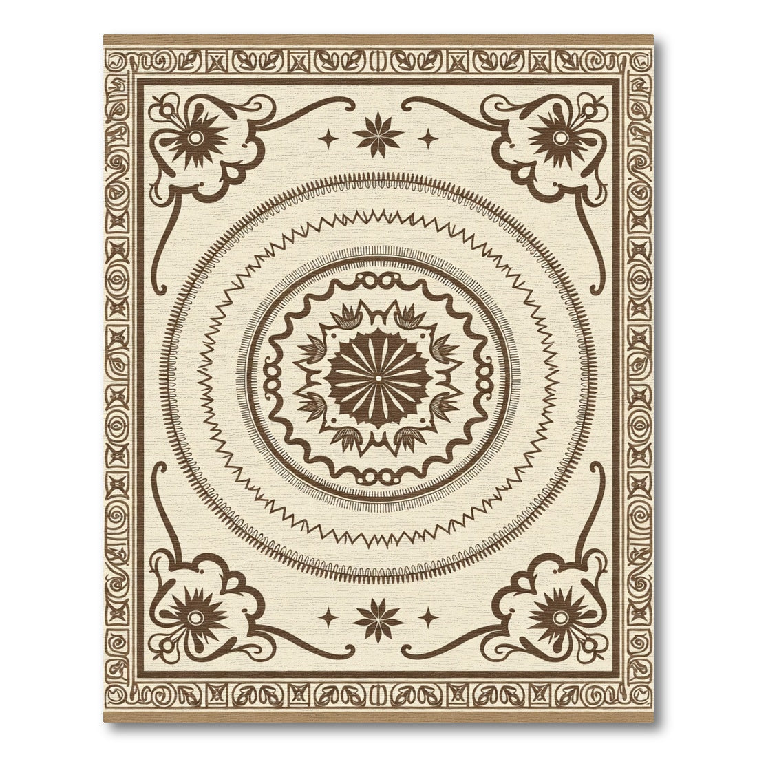 Brown Geometric Floral Mandala Rug