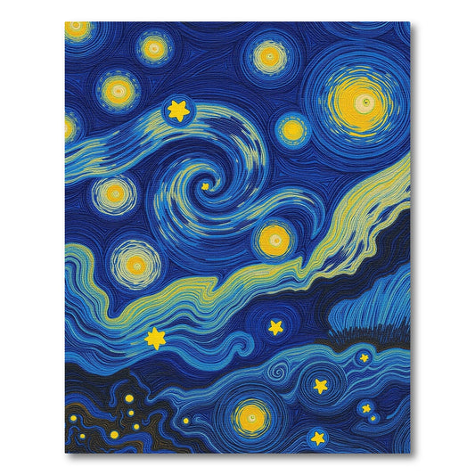 Swirling Glowing Stars Deep Blue Rug