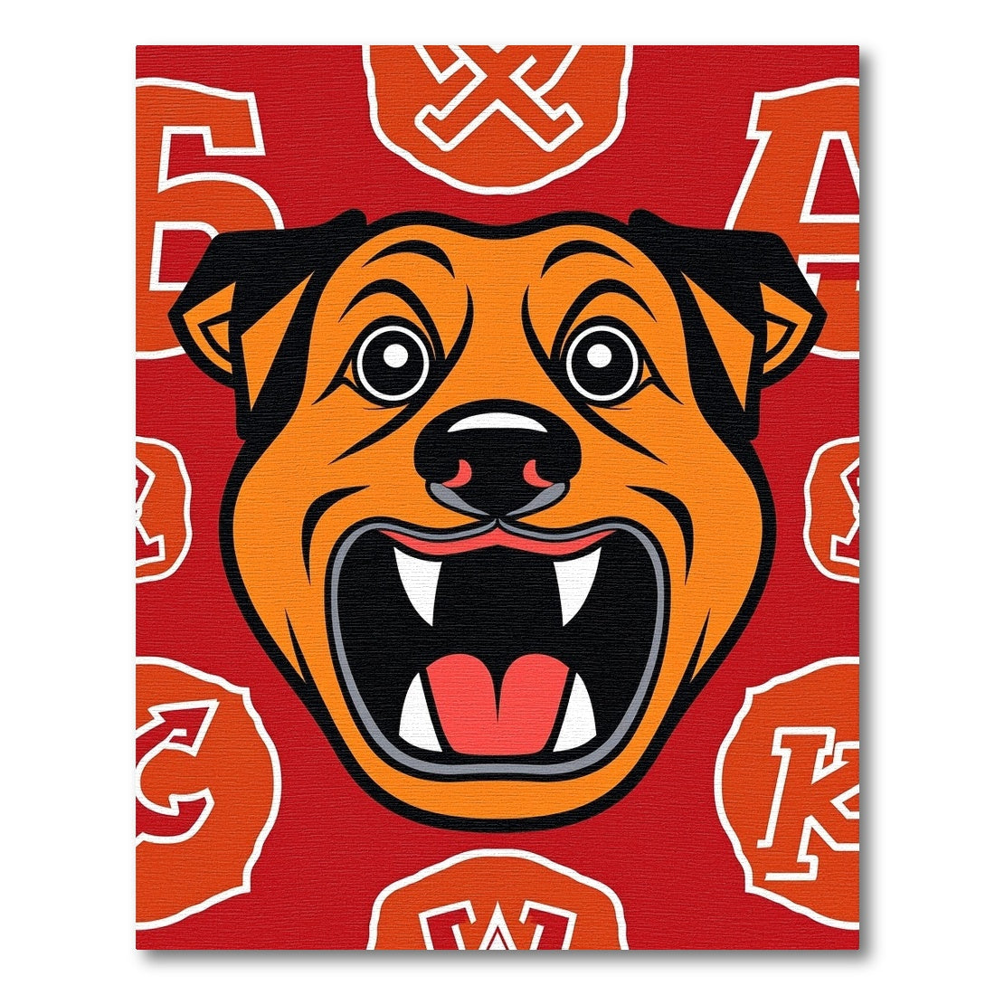 Bold Orange Dog Red Emblem Rug