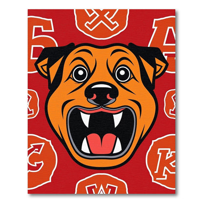Bold Orange Dog Red Emblem Rug