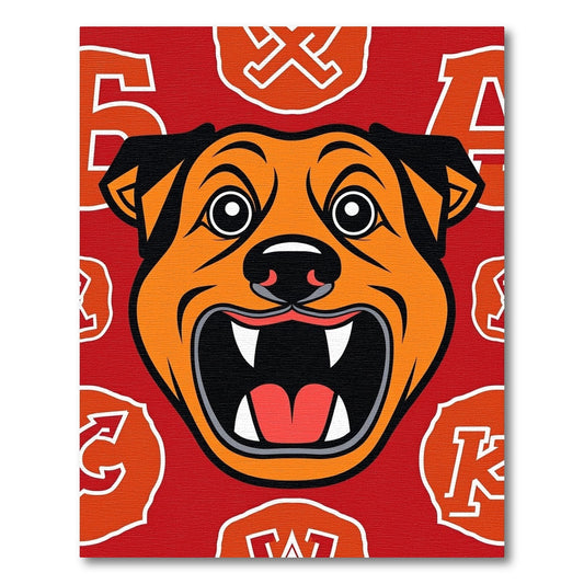 Bold Orange Dog Red Emblem Rug